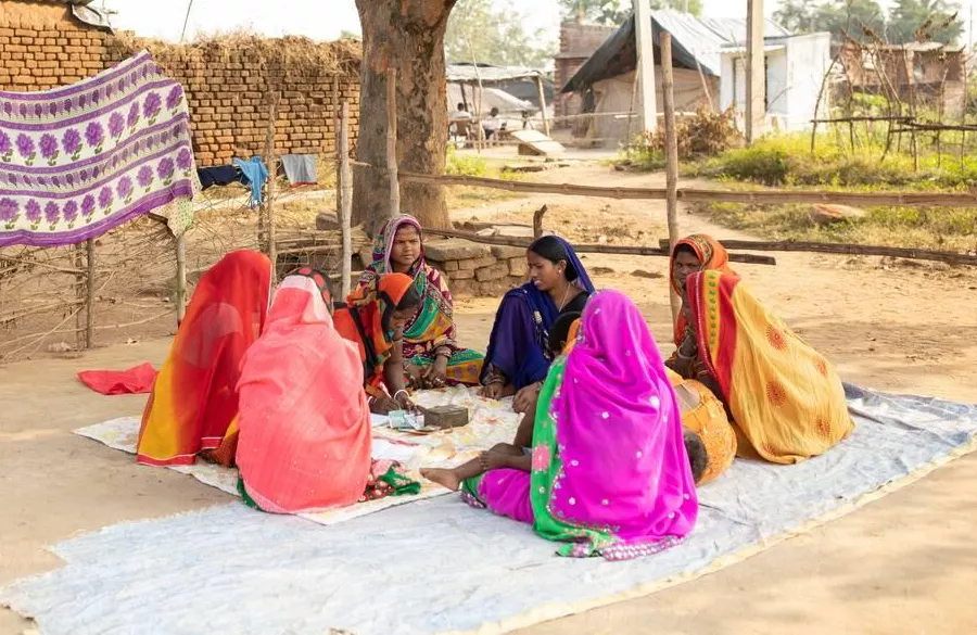 Group meeting with women in a Jaipur community center